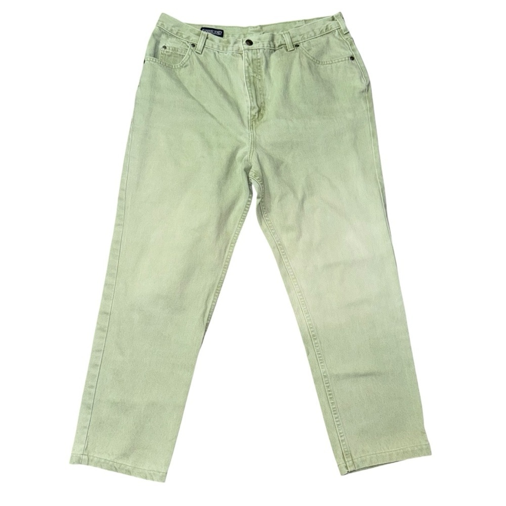 Lands’ End Women’s Jeans 16 Regular Light Green Straight Leg Denim Capri’s
